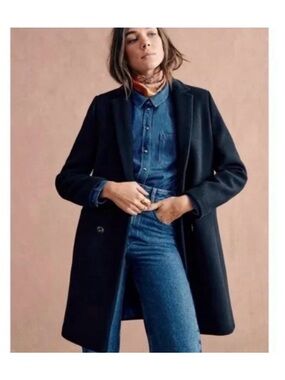Classic Black Women's Pea Coat - Clean Tailored Wool Blend